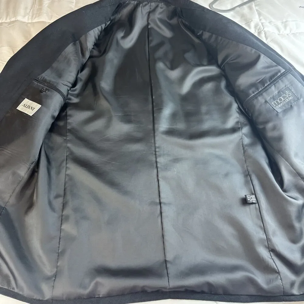 Alfani Men’s Black Micro Suede Blazer Jacket Size 42 Casual Sport Coat Macy's
